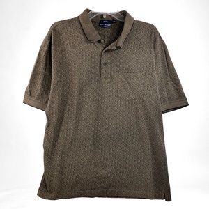 John Ashford Polo Shirt Black & Tan Checked Golf Shirt Size XL!